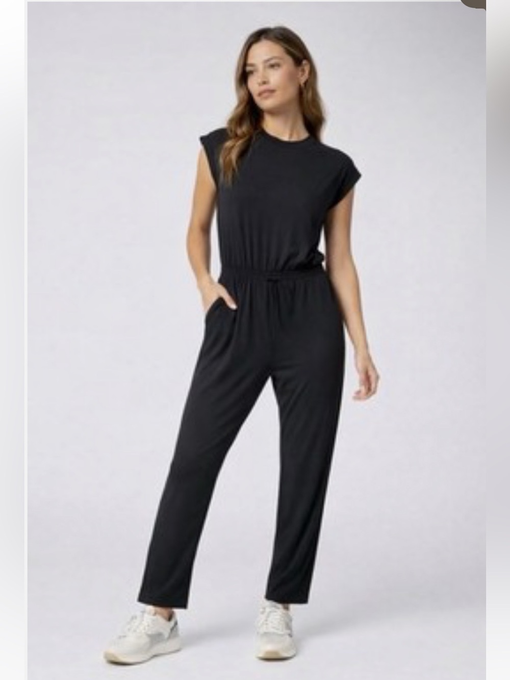 Vuori Women's Short Sleeve Lux Crew Jumpsuit Size Large Black
